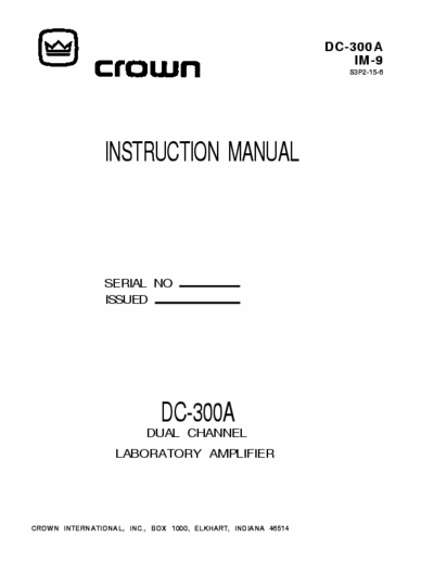 Crown DC300A CROWN DC300A Amplifier (service manual)